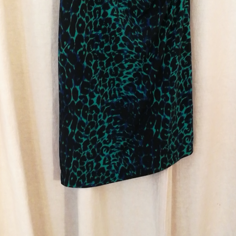 BCBG MaxAzria XXS Blue Green Cheetah Leopard Dress - Picture 14 of 16